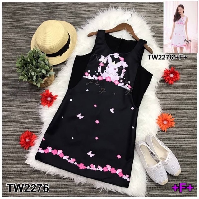 pe2276-dress-น่ารักมากๆค่ะ-สกรีนลายเจ้าหญิงกระต่าย-เนื้อผ้าซาร่า-มีซิปหลัง