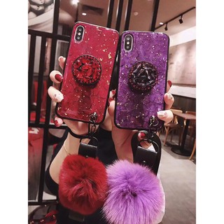 ComeBuy Casing Vivo Y81 Y85 Y91 Y93 Y97 X9 X21S NEX V7 Plus V5s X23 Gold Foil Marble Strap Furball TPU Cases Girls