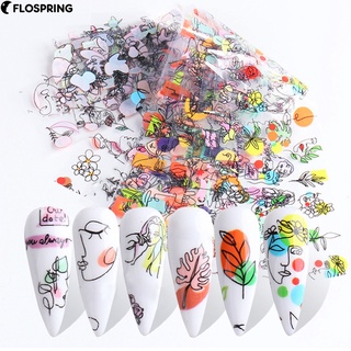 Flospring สติ๊กเกอร์ตกแต่งเล็บ Decals ใช้งานง่ายต่อการออกแบบเล็บหลายสี