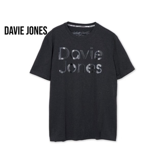 เสื้อยืดใหม่ 2022DAVIE JONES เสื้อยืดพิมพ์ลาย สีเทา Graphic Print T-Shirt in grey TB0247CDL XL  XXL 3XL