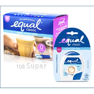 Equal Classic อิควล คลาสสิค 50 Sticks ผลิตภัณฑ์ให้ความหวานแทนน้ำตาล(1 กล่อง 50 ซอง)