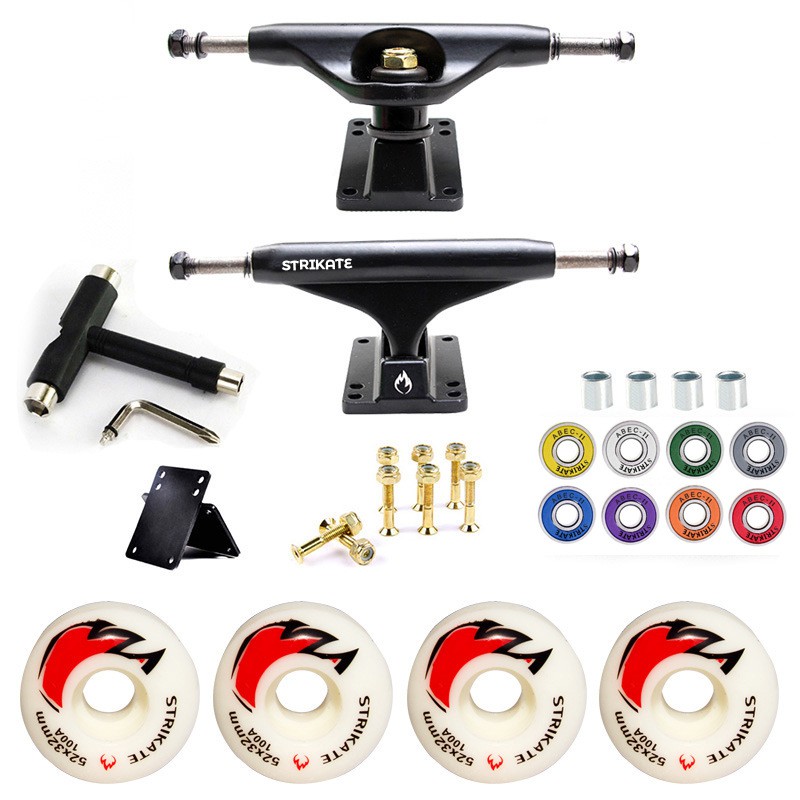 ทรัคสเกตบอร์ดสีดำ-1คู่-พร้อมอะไหล่-52-30-wheel-hard-5inch-2-pcs-truck-set-skateboard