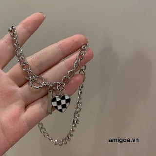 🔥🔥🔥Korea Ins Checkerboard จี้สร้อยคอ สร้อยข้อมือ สไตล์เกาหลี สําหรับผู้หญิง