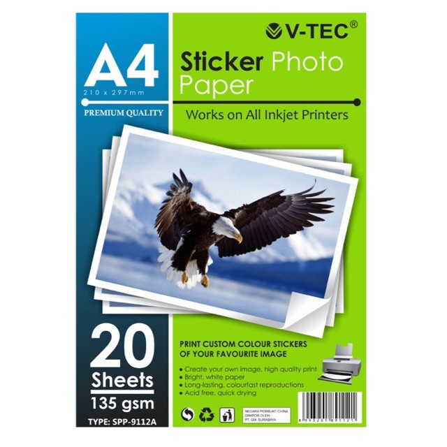 กระดาษภาพถ่ายมันเงา VTEC Sticker - กระดาษสติ๊กเกอร์ภาพ VTEC 135gsm ...