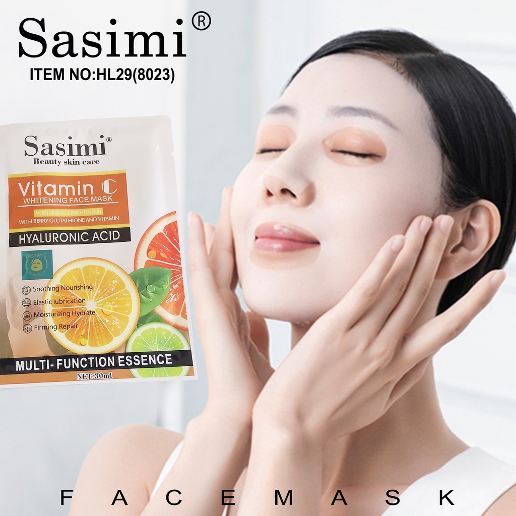 ภาพหน้าปกสินค้าใหม่ Sasimi face mark ซาซิมิ มาร์คหน้า มาส์คหน้า face mask สูตรผลไม้ และ หอยทาก พร้อมส่งทั้ง 6 สูตร