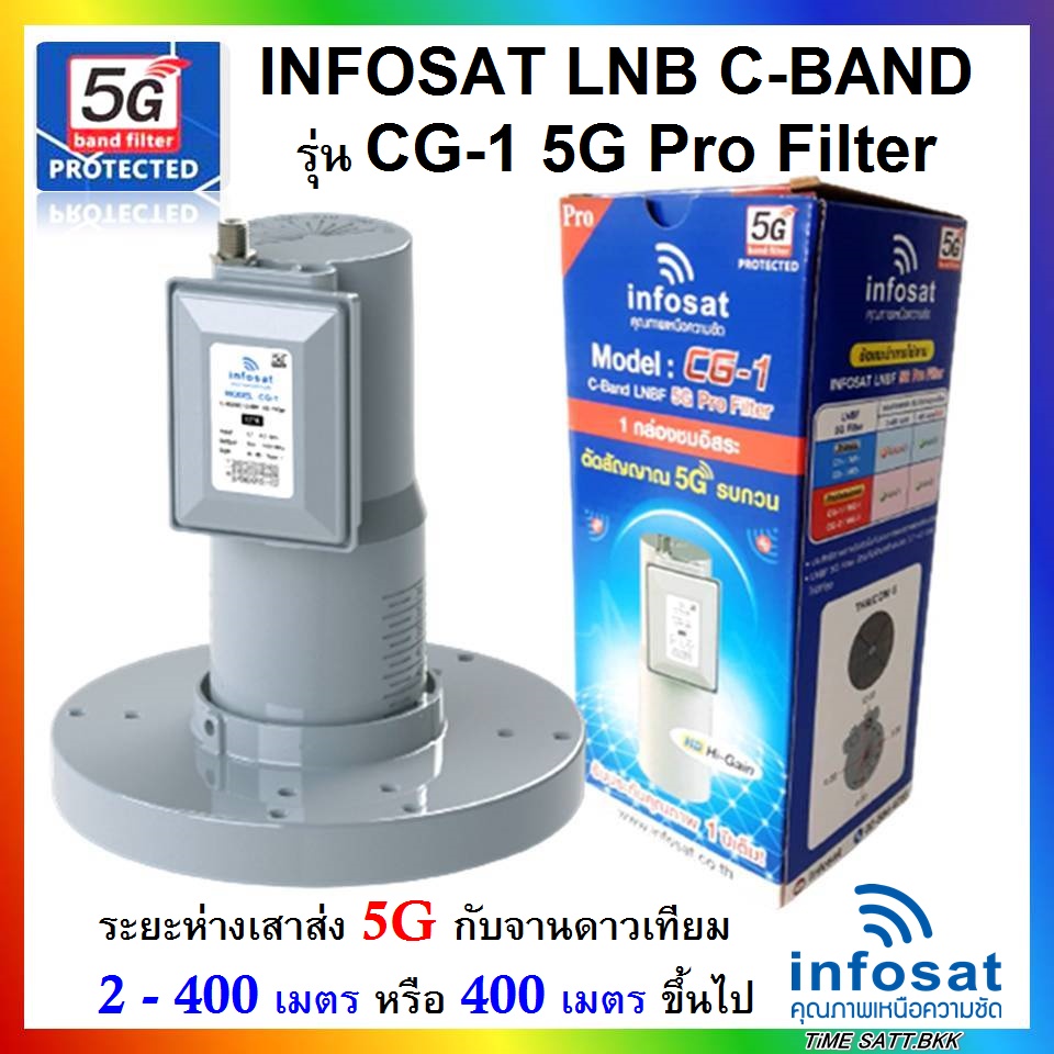 Infosat lnb c-band รุ่น cg-1 5g filter (ลดอาการกวนสัญญาณ 5g ) | Shopee ...