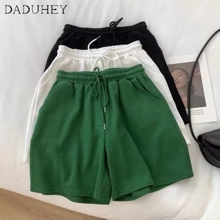 DaDuHey💕 Womens Summer Casual Shorts Ins Solid Color Simple Loose Straight Drooping Five-Point Sports Pants