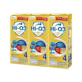 (แพ็ค 3) Hi-Q3 Plus Super Gold Prebio Proteq UHT ไฮ-คิว 3 พลัส ซูเปอร์โกลด์ พรีไบโอโพรเทก รสจืด สูตร 4 180 มล.