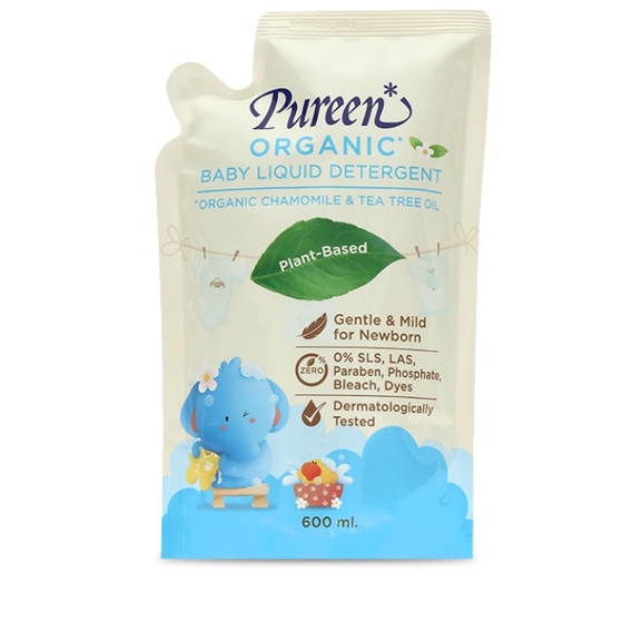 pureen-แพคคู่-น้ำยาซักผ้า-สูตรออร์แกนิค-ขวด-750-มล-รีฟีล-600-มล