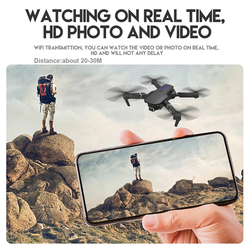 ภาพสินค้าพร้อมส่ง โดรนบังคับวิทยุ  Drone E88 Double camera ถ่ายภาพ บินนิ่ง ถ่ายวีดีโอชัด จากร้าน myee_3cmall บน Shopee ภาพที่ 6