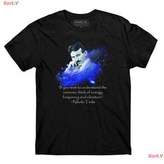 Sort.V New เสื้อยืดพิมพ์ลาย Nikola Tesla Inventor แฟชั่นสําหรับผู้ชาย เสื้อยืดพิมพ์ลาย