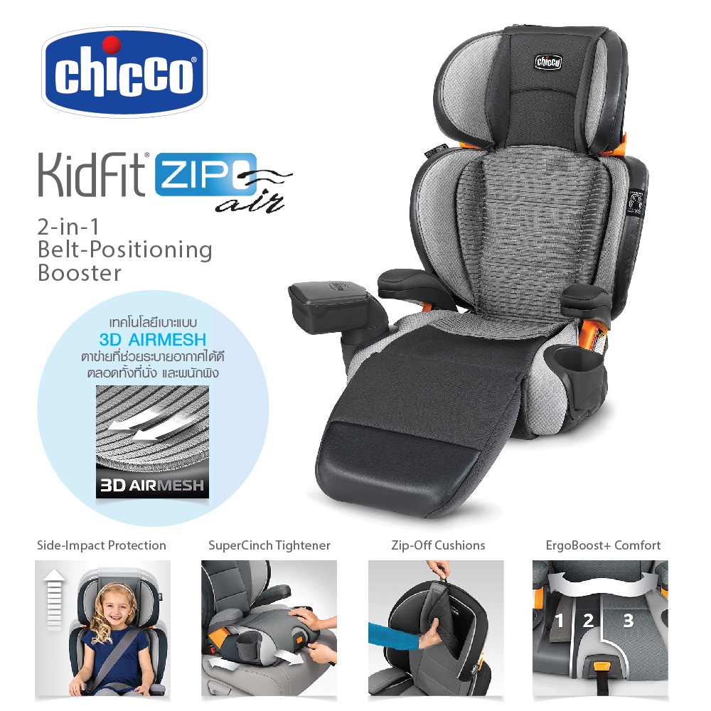 ภาพสินค้าChicco Kidfit Zip Air Plus Car Seat คาร์ซีท เด็กโต ติดตั้ง ISOFIX ระบายอากาศดี ความปลอดภัยสูง จากร้าน kiddopacific บน Shopee ภาพที่ 3