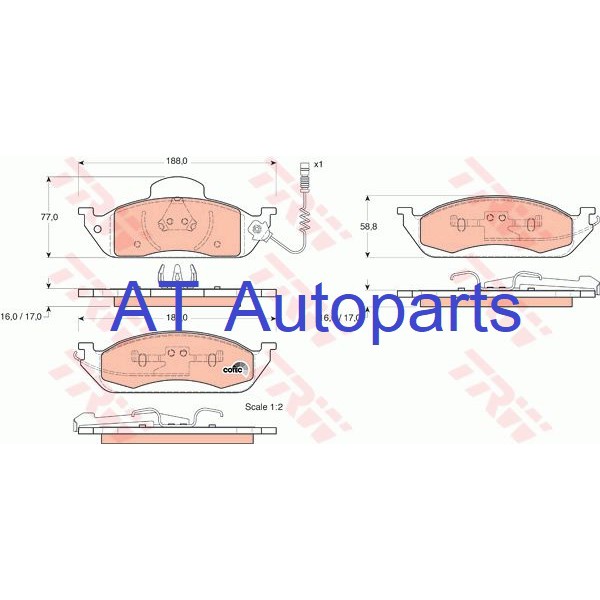 ผ้าเบรคชุดหน้า-เบนซ์-m-class-w163-ml230-ml270cdi-ml320-2-3l-3-2l-gdb1378-trw-ราคาขายต่อชุด