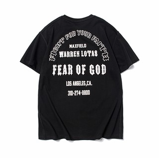 FEAR OF GOD เสื้อยืดแขนสั้นผ้าฝ้ายพิมพ์ลายหลวม