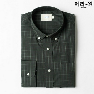 era-won Premium Quality เสื้อเชิ้ต ทรงปกติ Dress Shirt แขนยาว สี Green Table