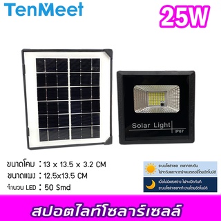 โคมไฟโซลาร์เซลล์ Spotlightsolarโคมไฟโซลาร์เซลล์ 25W (PPS) รุ่นTenmeet แสงขาว