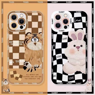 เคสซิลิโคนนิ่ม ลายเสือ และกระต่ายน่ารัก สําหรับ IPhone 13 12 Pro Max 11 XS XR X 8 7 6S Plus Mini