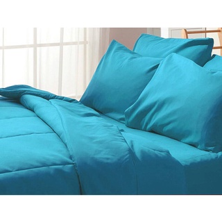 Chaixing Home ผ้าปูที่นอน ผ้าไมโครเทค VINNY รุ่น MC 300T Solid ขนาด 5 ฟุต (ชุด 5 ชิ้น) สีฟ้า