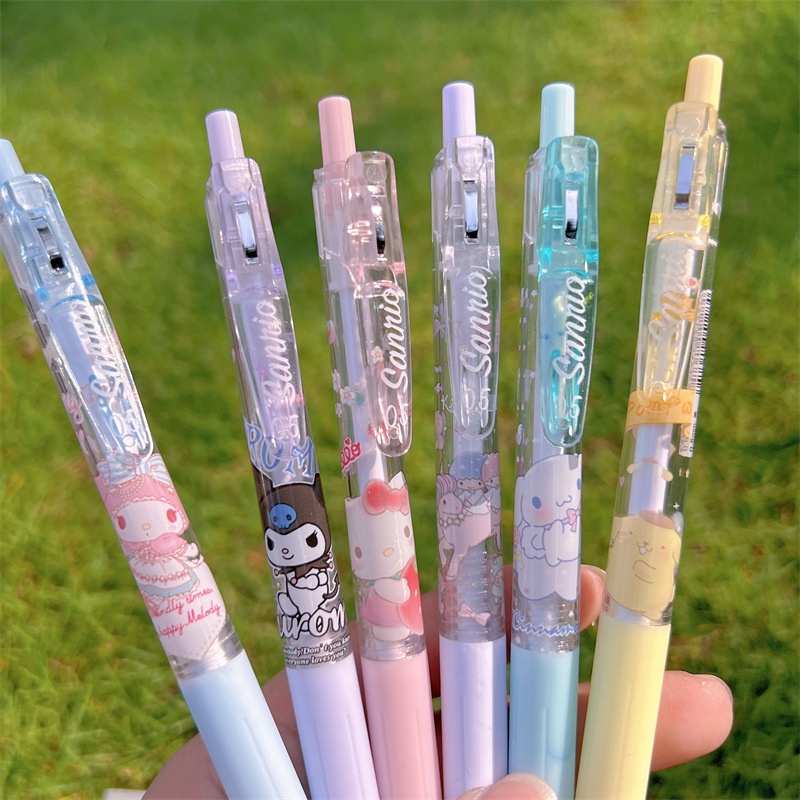 ปากกาเจล-sanrio-น่ารัก-สีดํา-เครื่องเขียน-สําหรับนักเรียน-จํานวน-6-ชิ้น