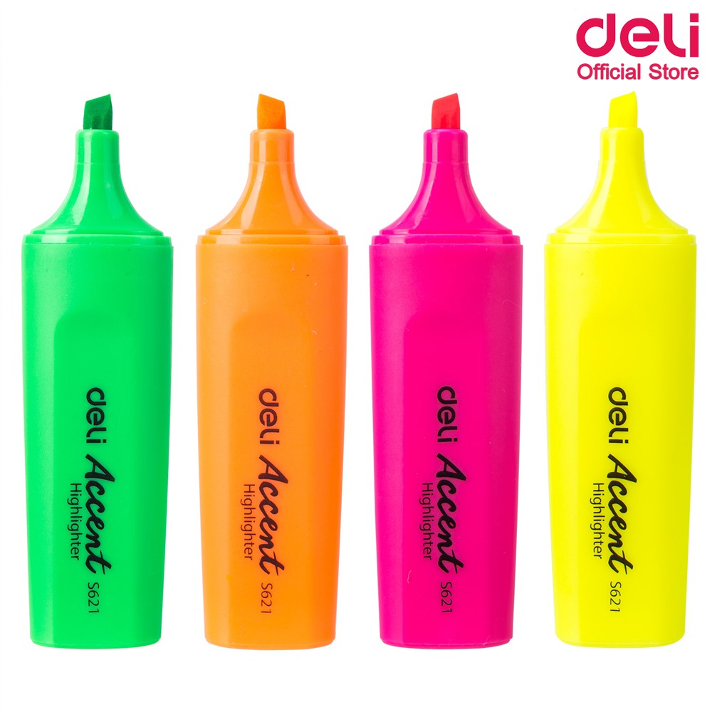 deli-s622-highlighter-ปากกาเน้นข้อความ-หัวตัดขนาด-1-5mm-สีหมึกเรืองแสงสดใส-แพ็ค-4-แท่ง-4-สี-ไฮไลท์-อุปกรณ์เครื่องเขียน