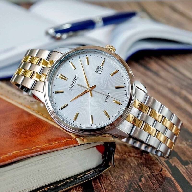 ผ่อน0-นาฬิกาชาย-seiko-neo-classic-quartz-silver-dial-mens-watch-sur263p1-สแตนเลส-สีทอง-หน้าปัดกลม-41-มม