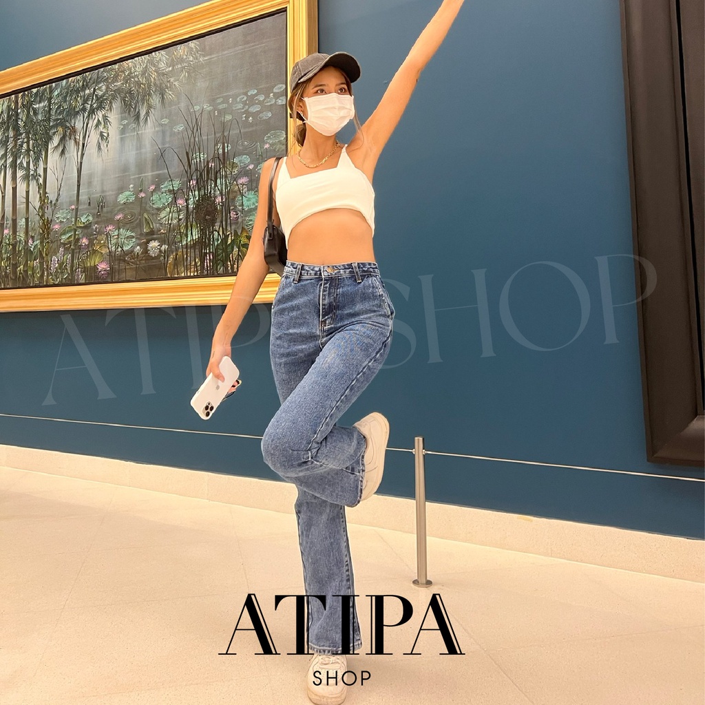 atipashop-jeans-sonata-3722-กางเกงยีนส์-ยีนส์-ขายาว-ทรงเอวสูง-สีฟอง