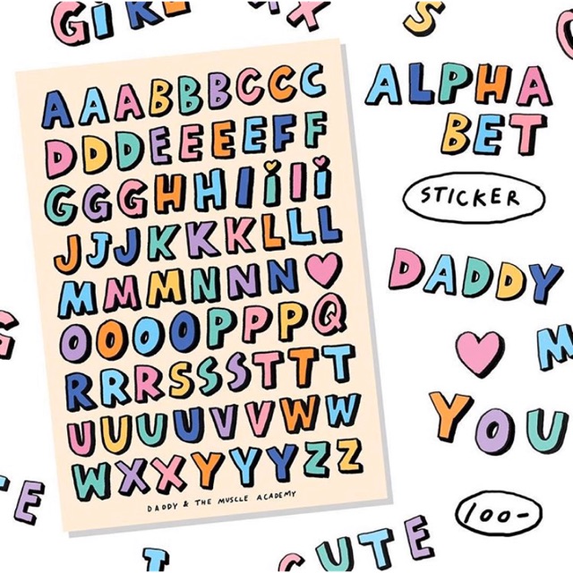 daddy-alphabet-sticker-size-a5-สติ๊กเกอร์ตกแต่ง-ลายตัวอักษร-สุดน่ารัก