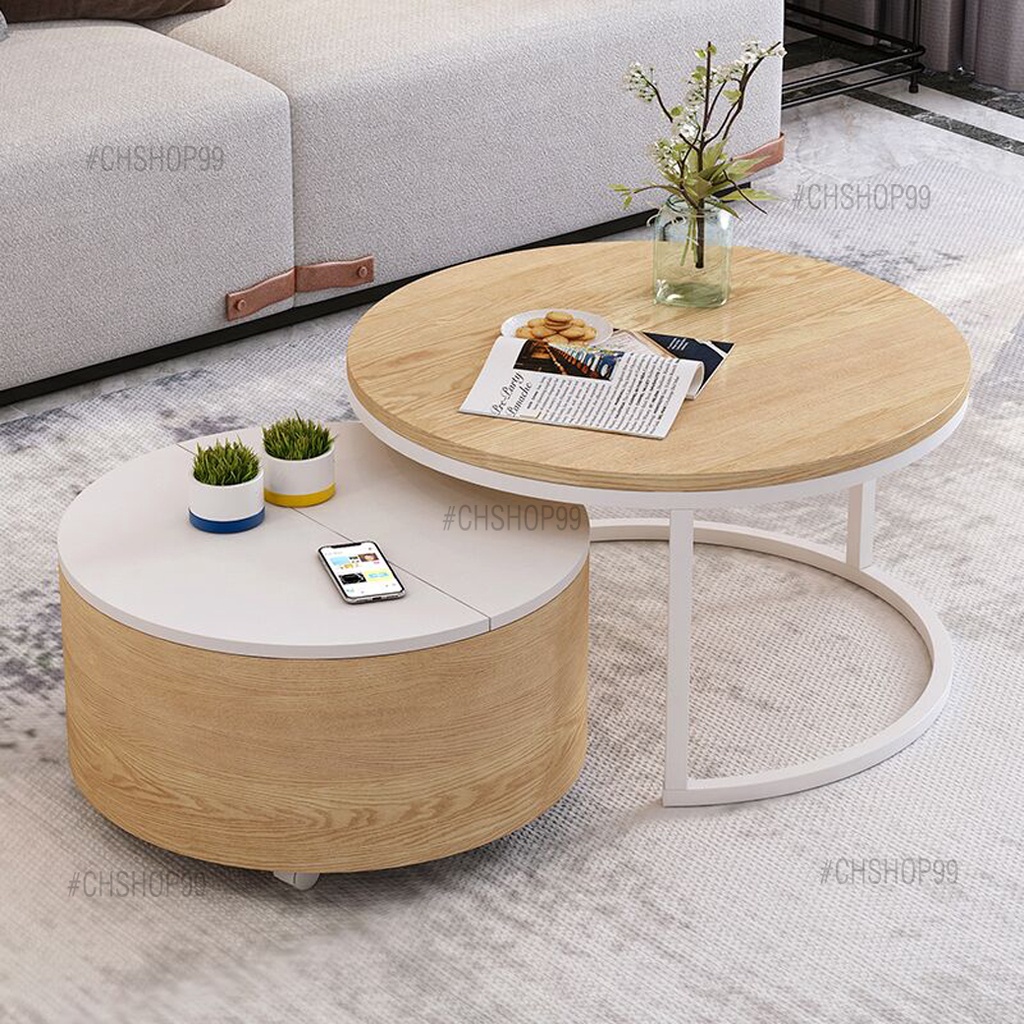 โต๊ะกลางโซฟามินิมอลมีล้อเลื่อน-โต๊ะกลางไม้-ซ้อนเก็บได้ประหยัดพื้นที่-สไตล์minimal-แต่งบ้านมินิมอล-ส่งฟรี