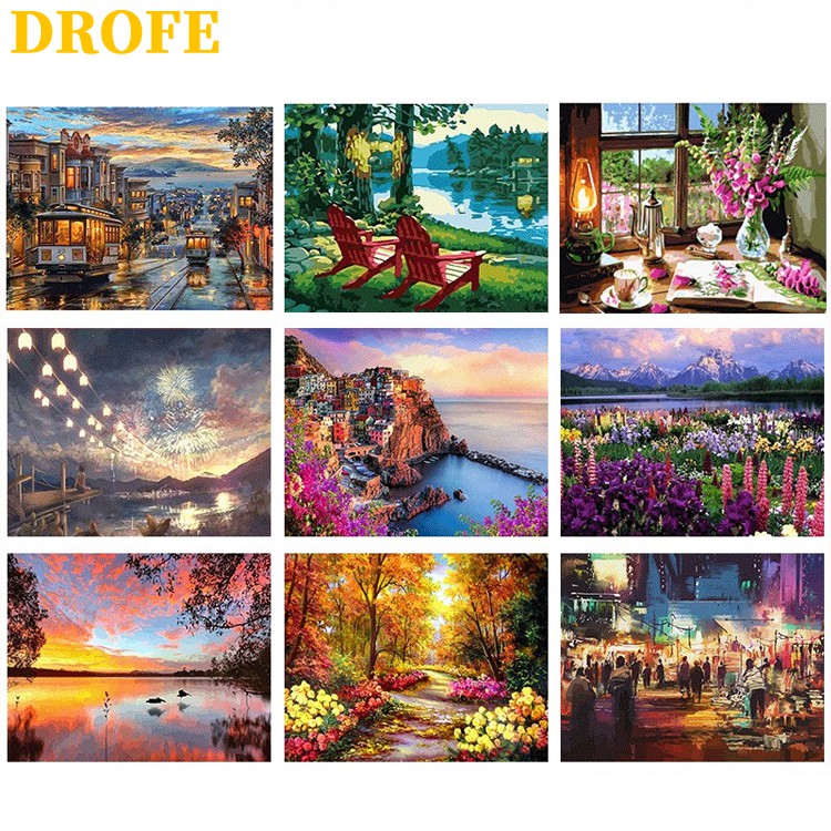 drofe-ภาพระบายสีตามตัวเลข-รูปวิวและท้องถนน-สำหรับตกแต่งบ้าน-ของขวัญ-diy-ขนาด-50x40-ซม