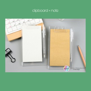 สินค้า กระดาษโน๊ตพร้อมคลิบบอร์ดใส มีเส้น (ไม่ใช่เส้นกริด) และปากกา note&clipboard ยาว YF19-262