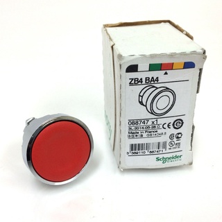 ZB4-BA4 "Schneider" ปุ่มกดหัวเรียบ-กดเด้งกลับ สีแดง