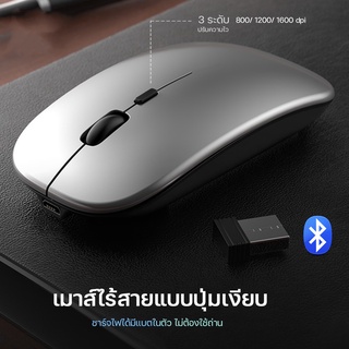 ภาพหน้าปกสินค้าเม้าส์ไร้สาย ไร้เสียง มีแบตในตัว Silent Mouse Wireless 2.4G Rechargeable ไม่ใช้ถ่าน Mac Windows m1 ที่เกี่ยวข้อง