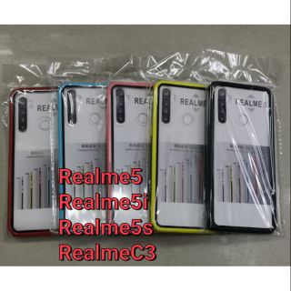 เคสใสขอบ2สี เคสขอบนิ่มหลังแข็ง For Realme 5/Realme 5i/Realme​5s​/Realme​C3​/Realme​6i