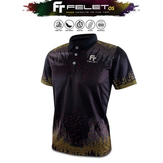 Felet Collar 5518 เสื้อเชิ้ตแบดมินตัน ทุกเพศ - สีดํา