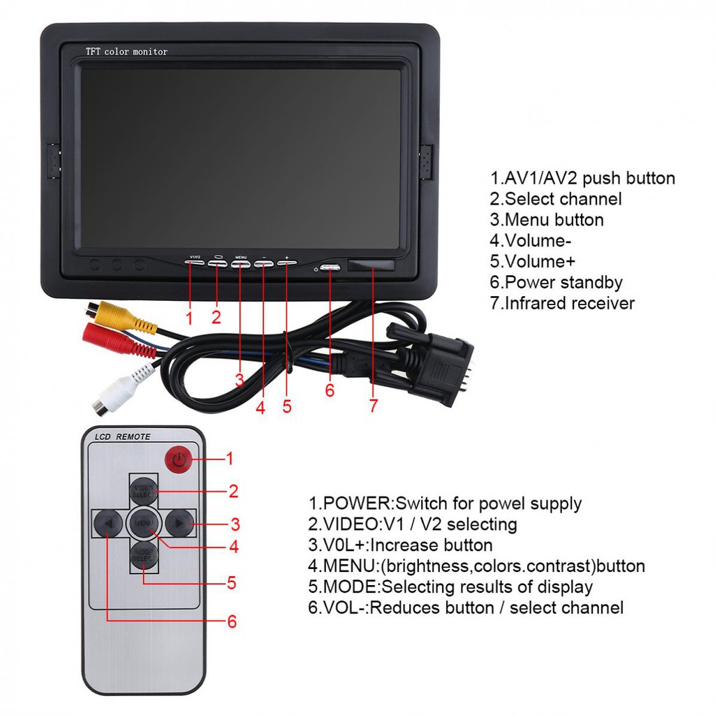 1024x600-7-นิ้ว-bright-vga-interface-tft-lcd-av-หน้าจอมอนิเตอร์สําหรับติดรถยนต์บ้าน