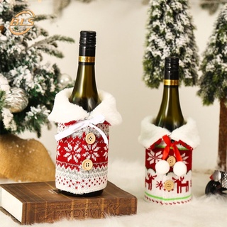 ปลอกหุ้มขวดไวน์ ลายเกล็ดหิมะ ต้นคริสต์มาส ปีใหม่ สําหรับตกแต่งขวดแชมเปญ