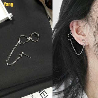 หยาง♂♀1 ชิ้น ผู้หญิง พังก์ ฮิปฮอป โซ่ยาว ห้อย ต่างหู หัวใจ เสน่ห์