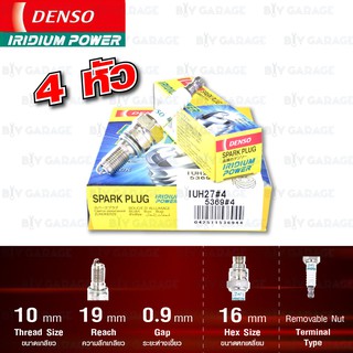 DENSO หัวเทียนเข็ม Series Iridium IUH27 ใส่มอเตอร์ไซค์ ฮอนด้า Honda Bigbike CB650F บรรจุ 4 หัว