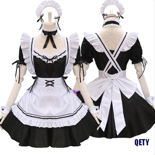 สินค้า (QETY)Cute Lolita French Maid Dress Girls Woman Anime Cosplay Party Costumes