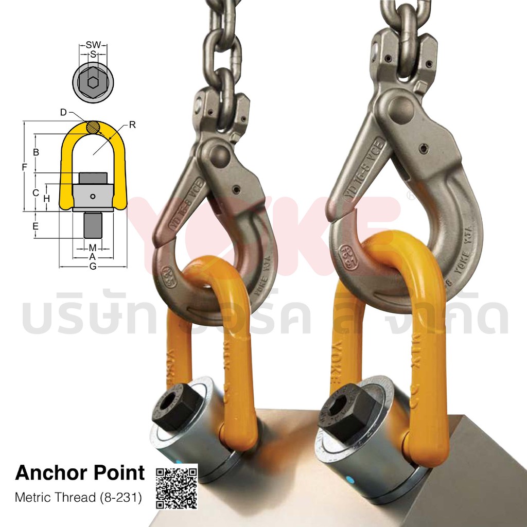 YOKE YP Anchor Point 8-231 (M30 7.8t) Swivel Eye Bolt Lifting Point  อายโบลท์แบบแกนหมุน ยี่ห้อ YOKE จากไต้หวัน Shopee Thailand