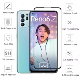 ฟิล์มกระจกเต็มจอขอบดำ ฟิล์มกันกระแทก OPPO Reno6(5G)/Reno6z(5G)รุ่นใหม่ล่าสุด