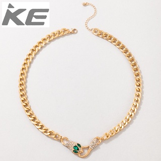 Animal Snake Necklace Exaggerated Punk Snake Shape Full Diamond Simple Snake Bone Necklace for