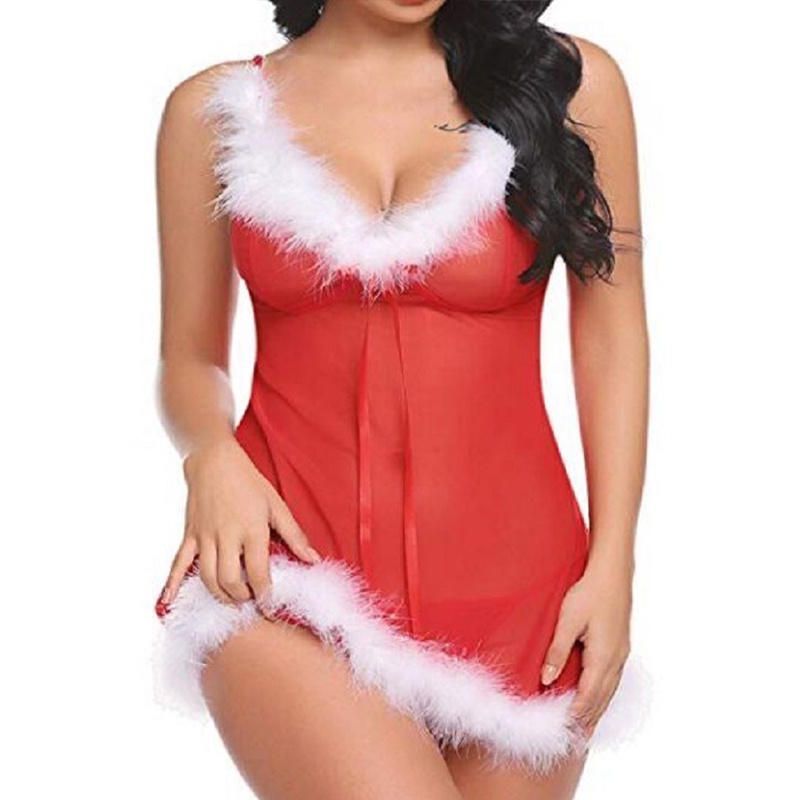 คริสต์มาส-babydoll-ชุดสตรีชุดชั้นในเซ็กซี่ลูกไม้ชุดชั้นในคอวีแขนกุดสายคล้องชุดนอนเซ็กซี่เปลือยชุดนอนชุดนอน