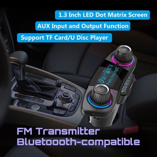 เครื่องส่งสัญญาณ FM Aux Modulator บลูทูธ แฮนด์ฟรี เครื่องเล่น MP3 พร้อมที่ชาร์จ USB คู่ สําหรับรถยนต์