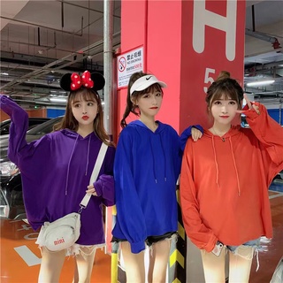 เสื้อแขนยาว แบบสวม มีฮู้ด เสื้อกันหนาว สีพื้น ทรงสวย เสื้อแฟชั่นผู้หญิง สไตล์เกาหลี แฟชั่นฤดูหนาว สุดคลู สวมใส่สบาย
