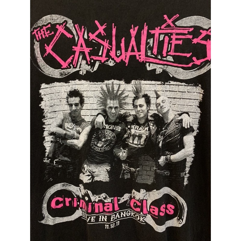 เสื้อยืดผ้าฝ้ายพิมพ์ลายขายดี-rare-the-casualties-bootleg-t-shirt-live-in-bangkok-2011