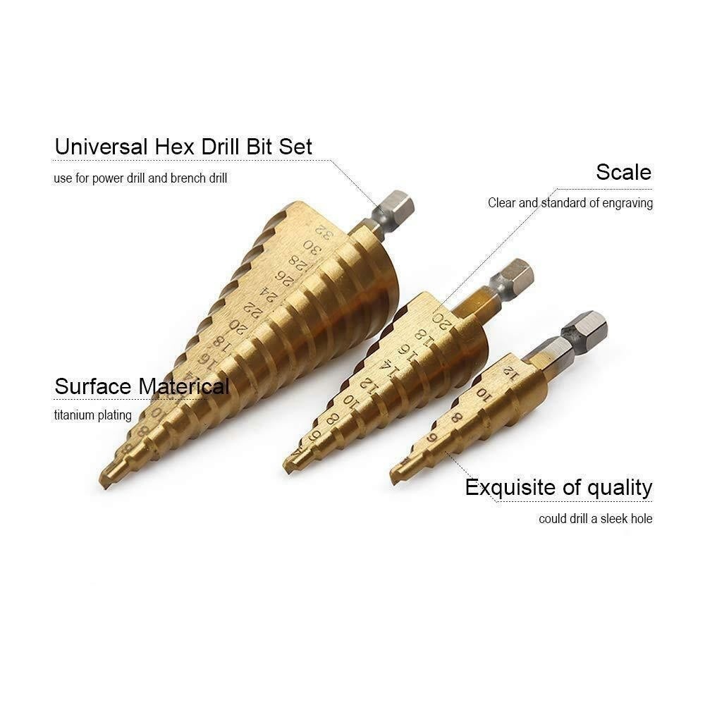 step-drill-set-6-pc-ดอกเจดีย์เจาะขยายรู-ชุดเดียวจบครบเรื่องเจาะ-3-ดอก-ได้ตั้งแต่-4-32-มม-และ-ดอกเจาะเลื่อย-3-ดอก-b