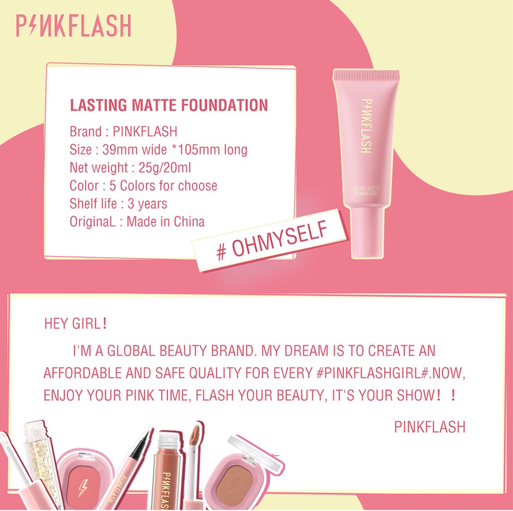 รูปภาพรายละเอียดของ Pinkflash รองพื้น เนื้อแมตต์ บางเบา ติดทนทานตลอดวัน