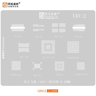 Amaoe UAV1 UAV2 H3 H6 LC1860C BGA178 BGA96 60 200 84 178 63 A9-A1-RH IC Reballing BGA Stencil Sincil Tin Plant Net Welding Heat Steel Rework Template Tool