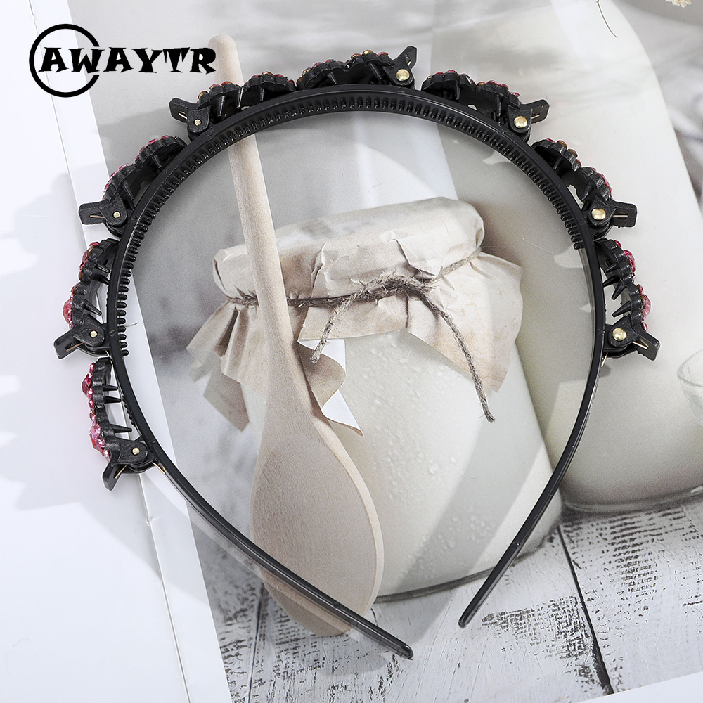 awaytr-ที่คาดผมประดับไรน์สโตนสไตล์เกาหลีสําหรับผู้หญิง